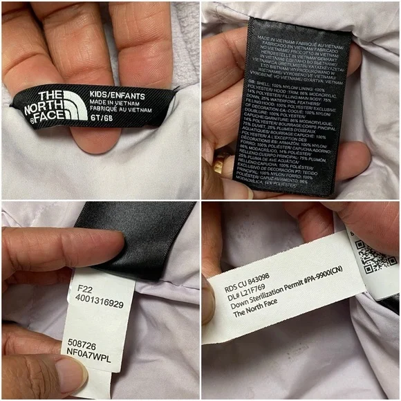 The North Face Jacket Kids Size 6T Lavender Hooded 550 Down Puffer coat - Picture 11 of 15